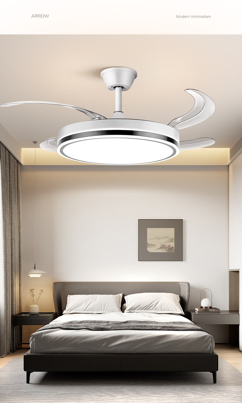 ARROW Arrow Brand Pure Light Source Eye Protection Walnut Wood Fan Lamp Vintage Simple Ceiling Light Fixture 2