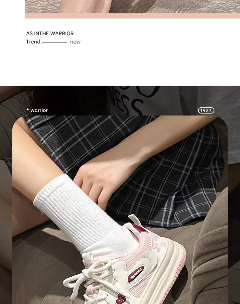 Warrior Women's 2025 New Breathable Mesh Fashionable Youthful Versatile Sneakers Pink Size 39 9
