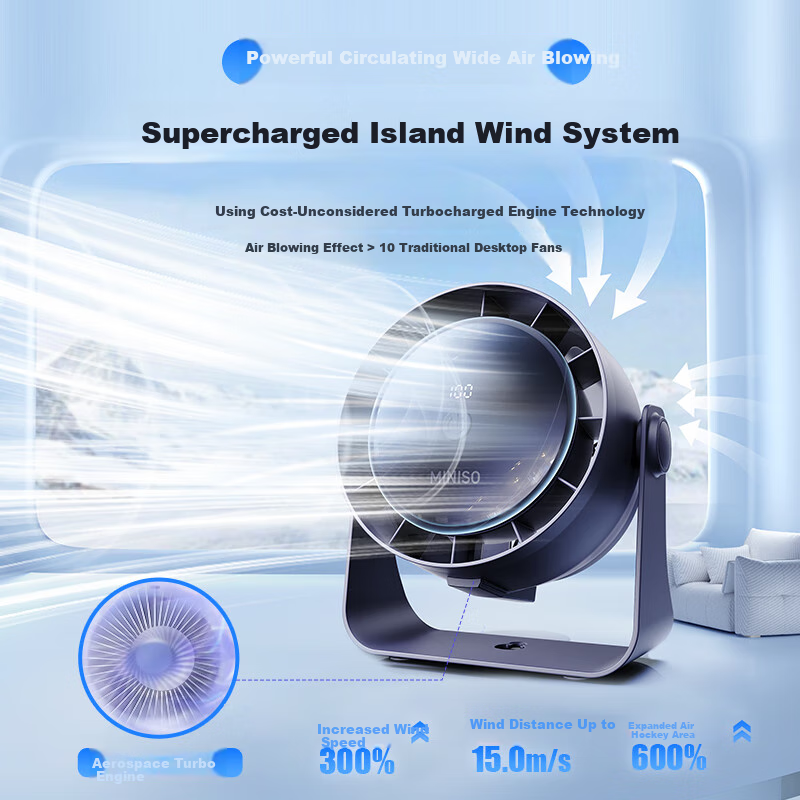 MINISO Desktop Fan Cooling Mini Ultra-Quiet Air Circulator Small Fan 2026 New Model Long Battery Life 3C Certified USB Plug-In Fan High Airflow for Student Dormitory Office 1