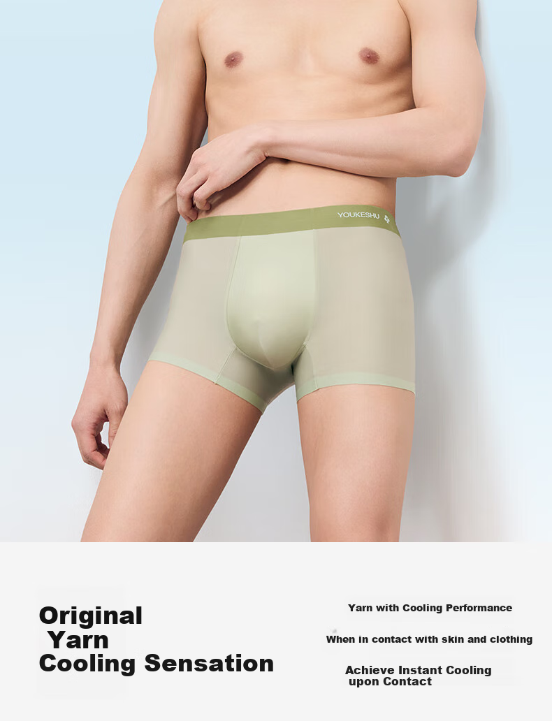 YOUKESHU Men's Underwear, Ice Silk Cool-Feeling, 10A Antibacterial Pure Cotton Crotch, Summer Boxer Briefs for Men And Teenagers 10