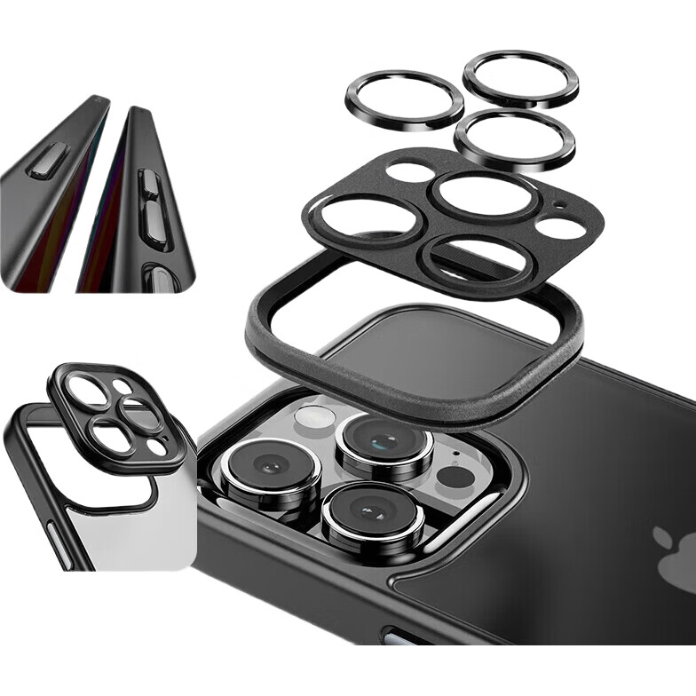 Чехол для iPhone 16 Pro ROCK, защита камеры, черный