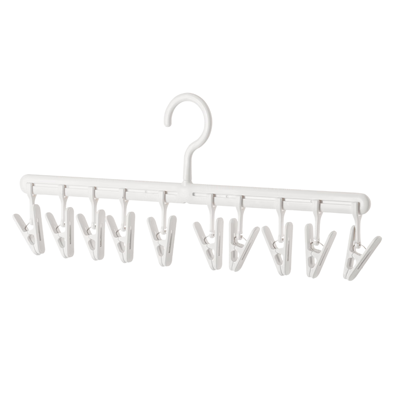 Lanjiaoluo Coat Hanger Storage Rack, Sock Drying Rack, Hooks for Closet Organization, Straight Multi-Clip Clothes Hanger, 10 Clips