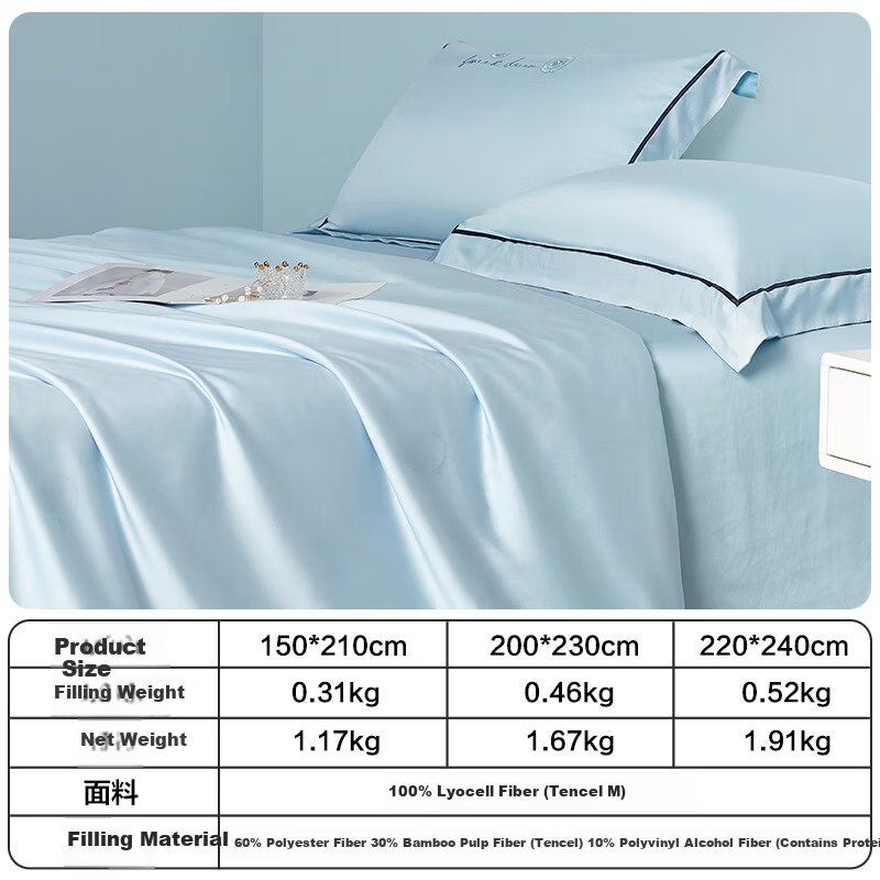 Boyang Home Textile Summer Cooling Quilt 100s Lenzing Tencel Cooling Blanket Cooling Value 0.28 Washable Air Conditioning Quilt 150*210cm