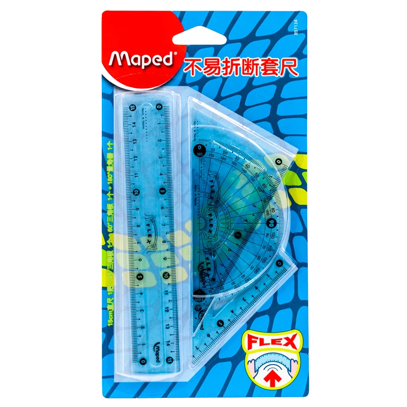 Maped Multifunctional Drawing Ruler Set, 15cm Straight Line Ruler, 45° Triangle Ruler, 60° Triangle Ruler, 180° Protractor, Study And Exam Ruler Set, 897134CH