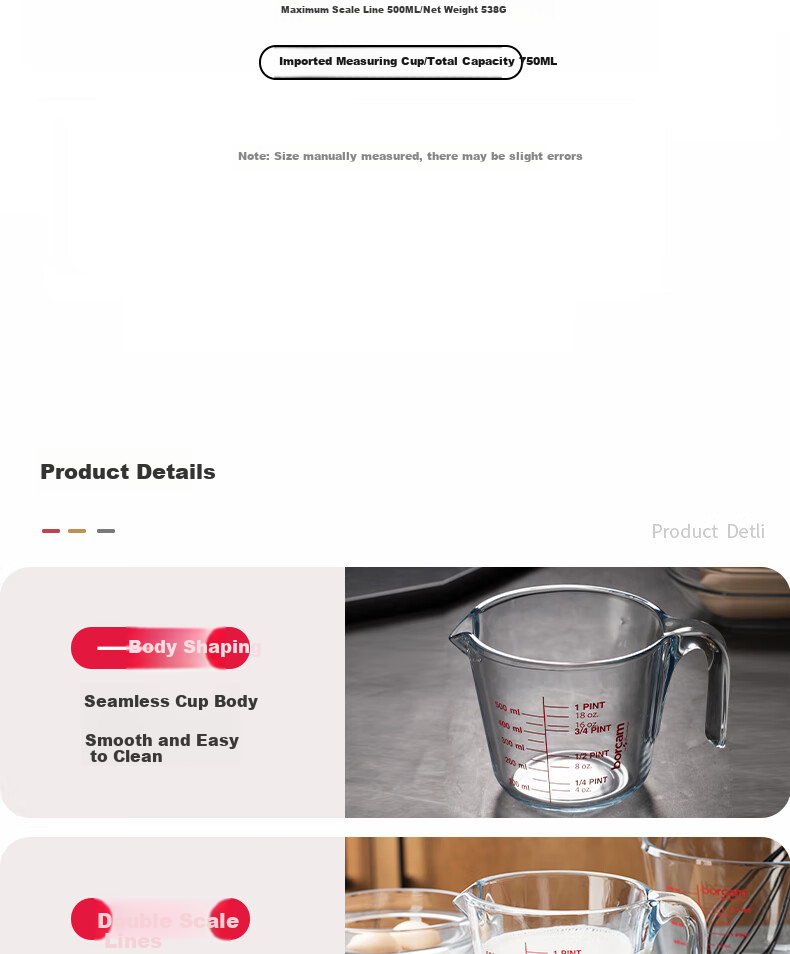 Pasabahce Measuring Cup, Imported Borosilicate Glass, Microwave And Oven Safe, Heating And Baking Tool, Milk Cup, 750ML, 59176 9