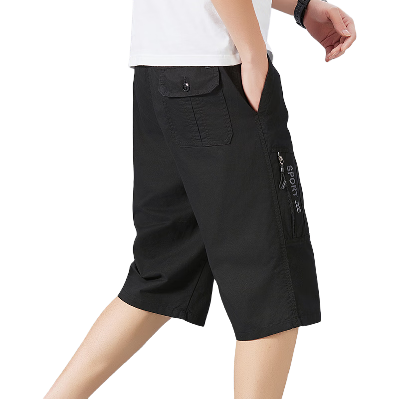 TUCANO Men's Summer Cotton Comfortable Casual Cargo Sport Fashion Capri Pants Military Green CXL