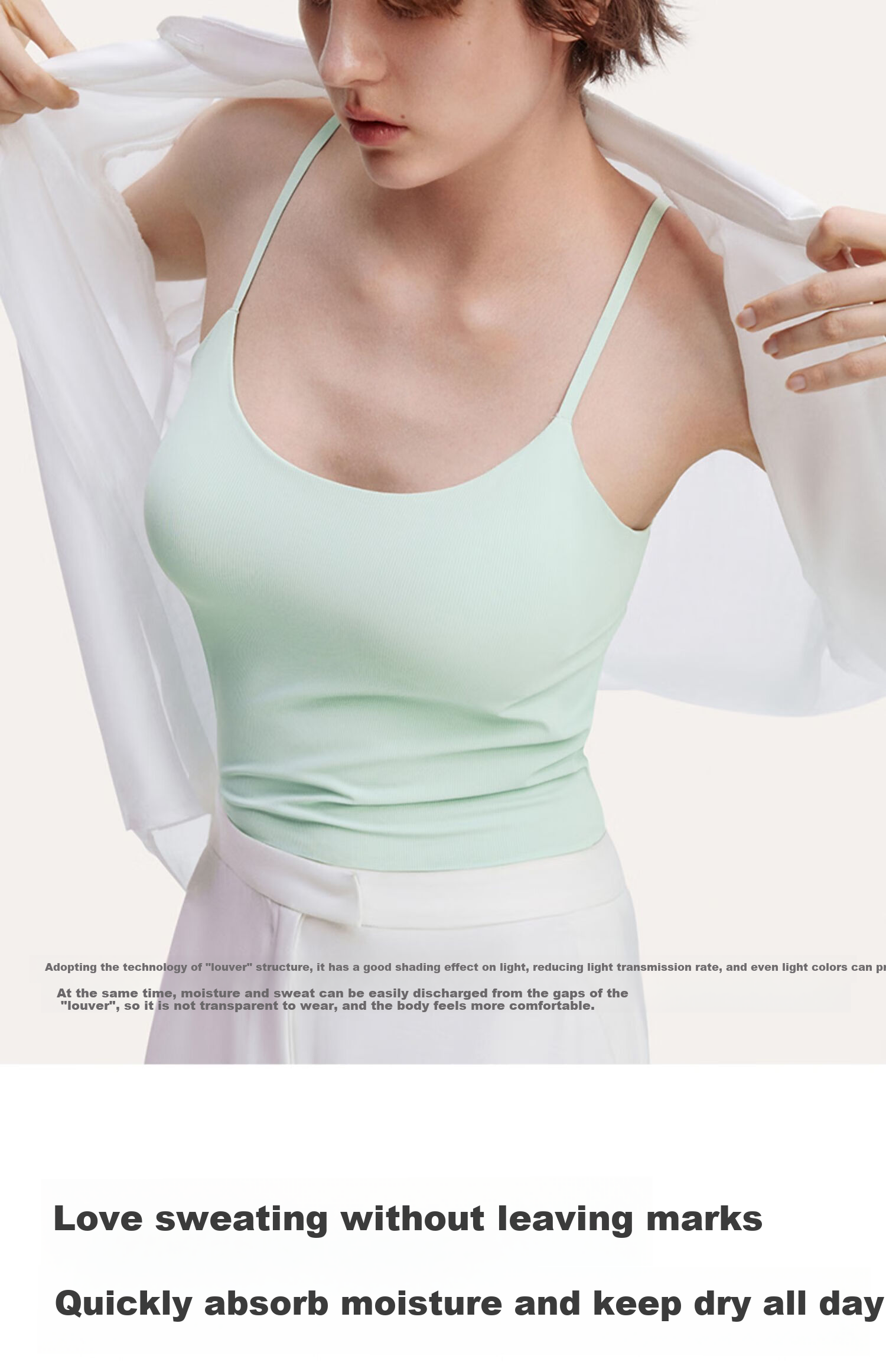 Ubras Liu Wen Same Style Mint Cooling Strap Tank Top for Women, Breathable One-Size Underwear, Upgraded Version, Ripple Blue 9