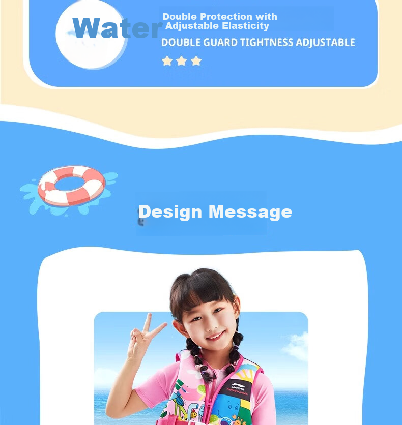 LI-NING Kids Life Jacket Buoyancy Vest Swimming Beginner Professional Safety High Buoyancy Swimwear for Children 4