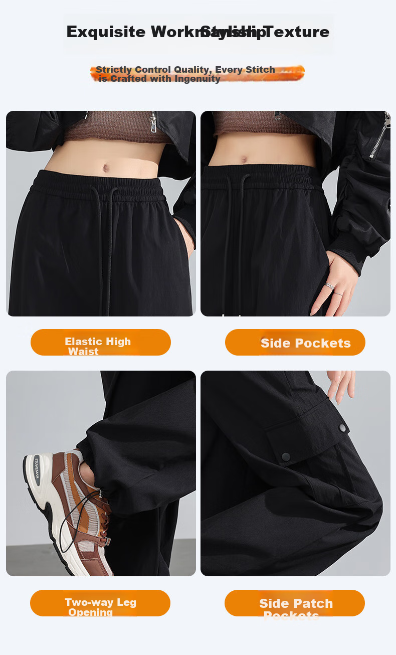 FitonTon American-Style Cargo Pants for Women, New Autumn/winter 2025 Style, Sports Casual Wide-Leg Pants, Two-Way Wear Hiking Trousers, Women's Size M 8