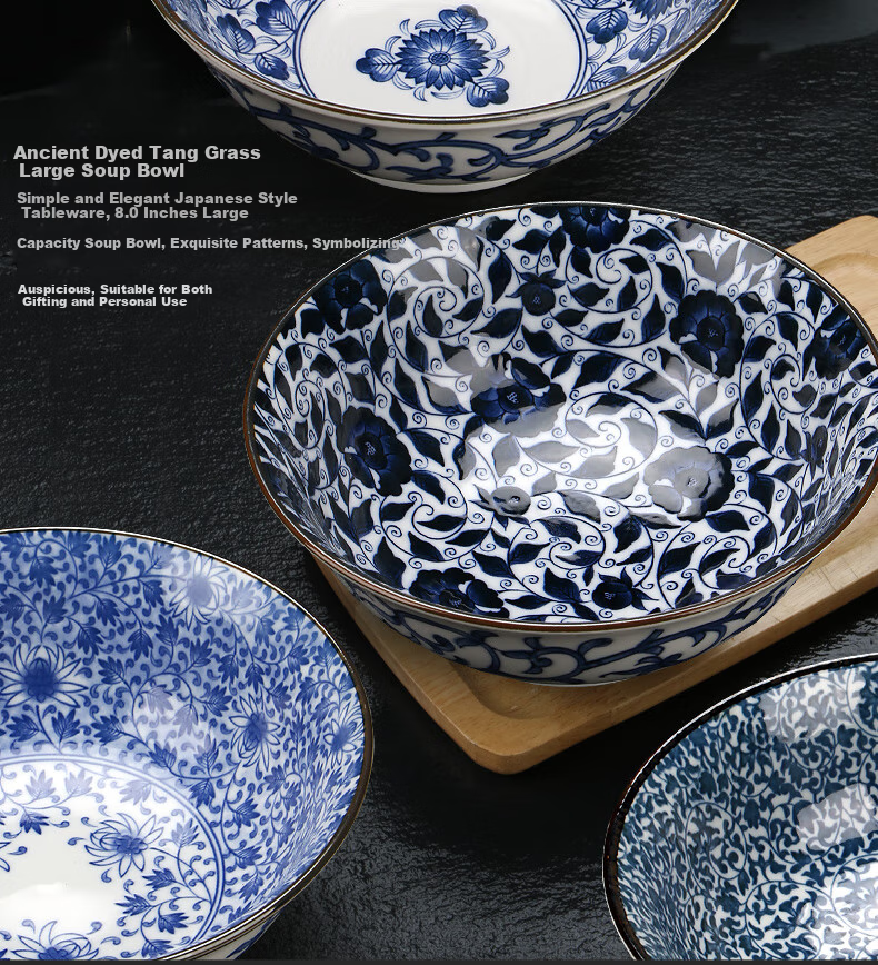 Mino Yaki Japanese Imported Ceramic Soup Bowl, Large Noodle Bowl, Dishwasher Safe, Salad Bowl, Japanese Noodle Bowl 1