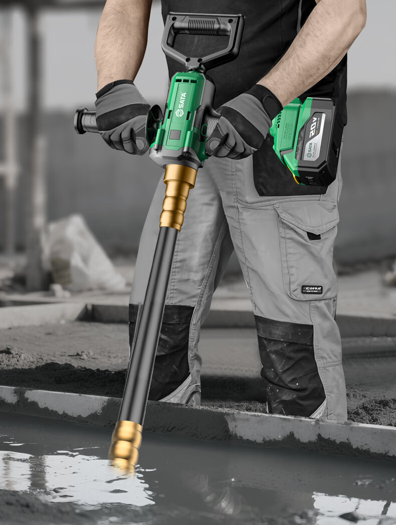 Shida (SATA) Lithium Battery Brushless Concrete Vibrator, Handheld Construction Site Rechargeable Concrete Vibrator D05540 with Two Batteries 5