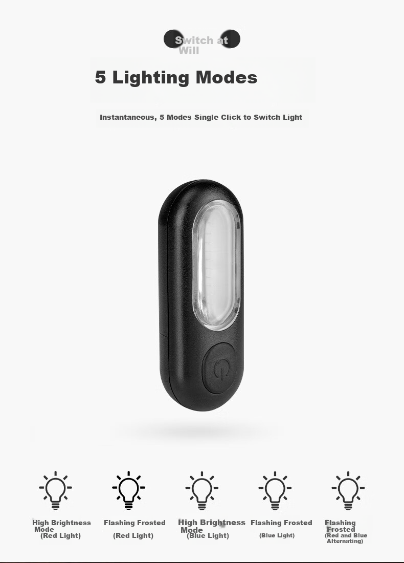 Adandyish Bicycle USB Rechargeable Tail Light, Night Rear Warning Light, Mountain Bike High-Brightness Strobe Light, Random Style 23