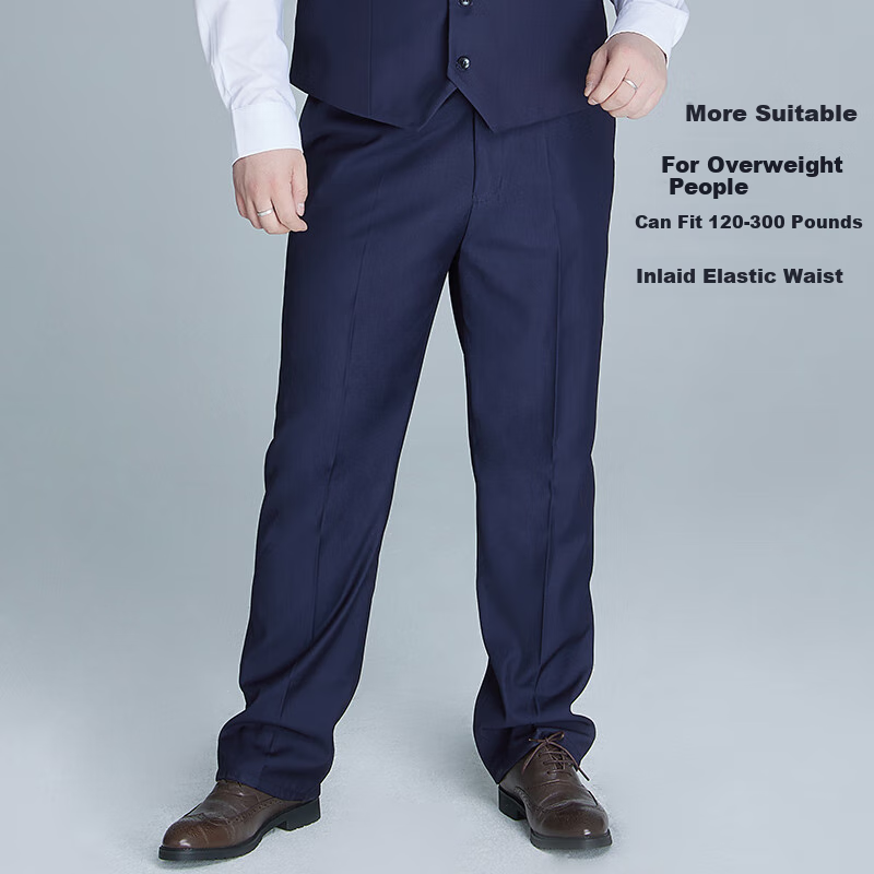 Ayoupang Large Size Formal Dress Pants for Men, Business Casual Solid Color Trousers, Plus-Size Loose Straight-Leg Work Pants for Office Wear 6