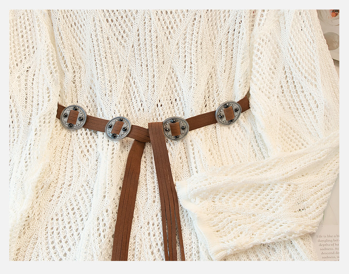 Cypress V-Neck Knit Sweater 2026 Spring New Women's Literary Style Pullover Hollow Out Three-Quarter Sleeve Top 9
