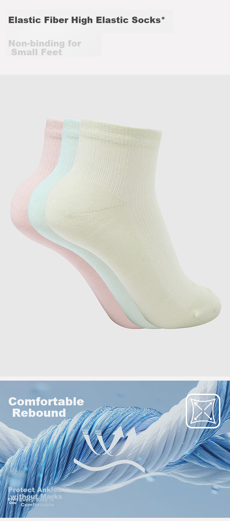 Aimer Kids Summer Socks, 3A Antibacterial And Odor-Eliminating, Boys And Girls Short Socks, 5 Pairs, Purple Blue White Green Pink, for Ages 5-8, Foot Length 18-20 Cm 2
