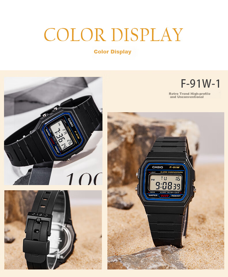 Casio Casio F-91W Watch for Men And Women, Retro Small Square Student Watch F-91WM 7