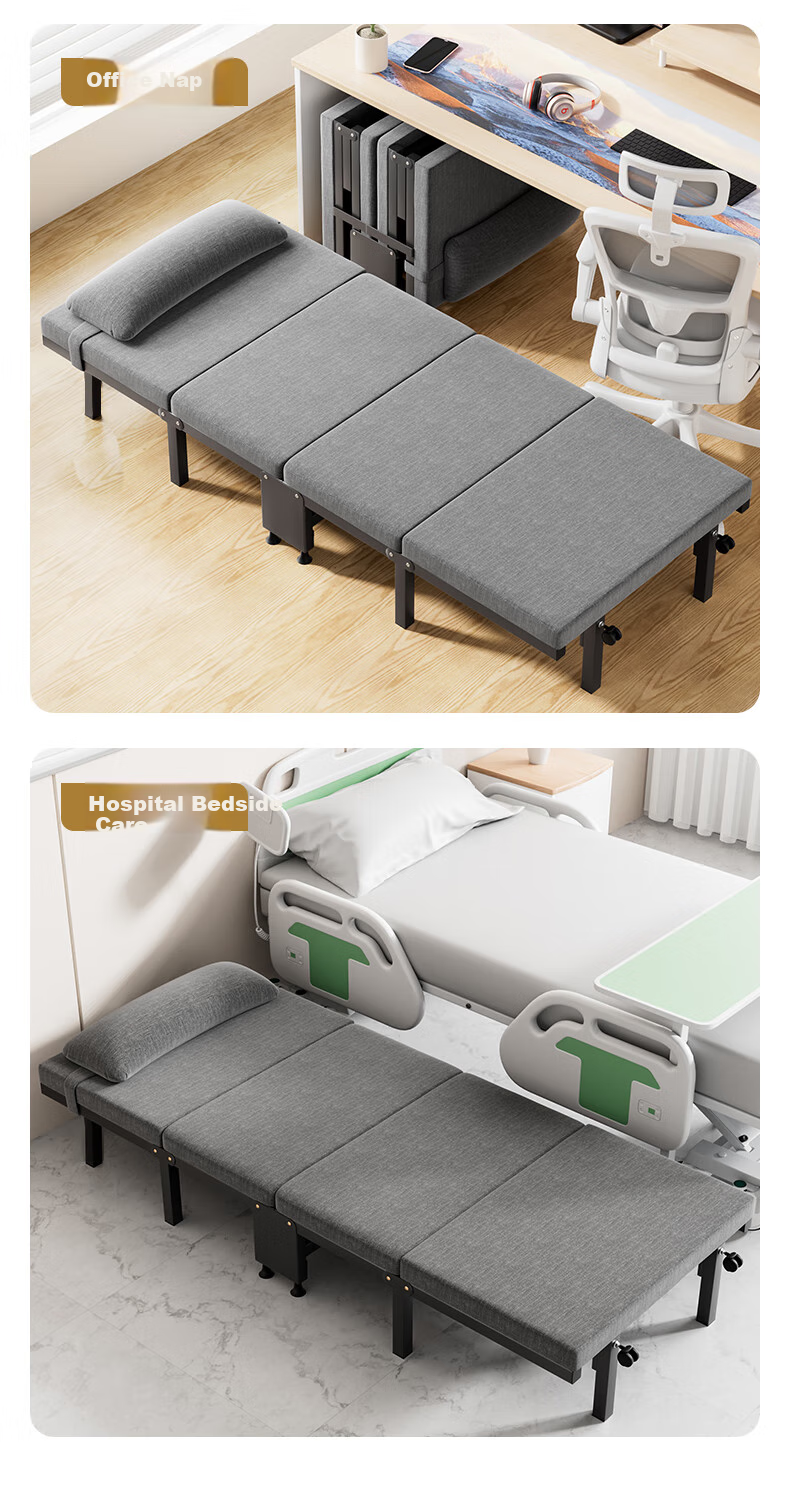 Wenna Folding Bed, Single Nap Bed for Office, Accompanying Bed, Wooden Board Bed, Four-Fold Foam Bed, 70cm 11