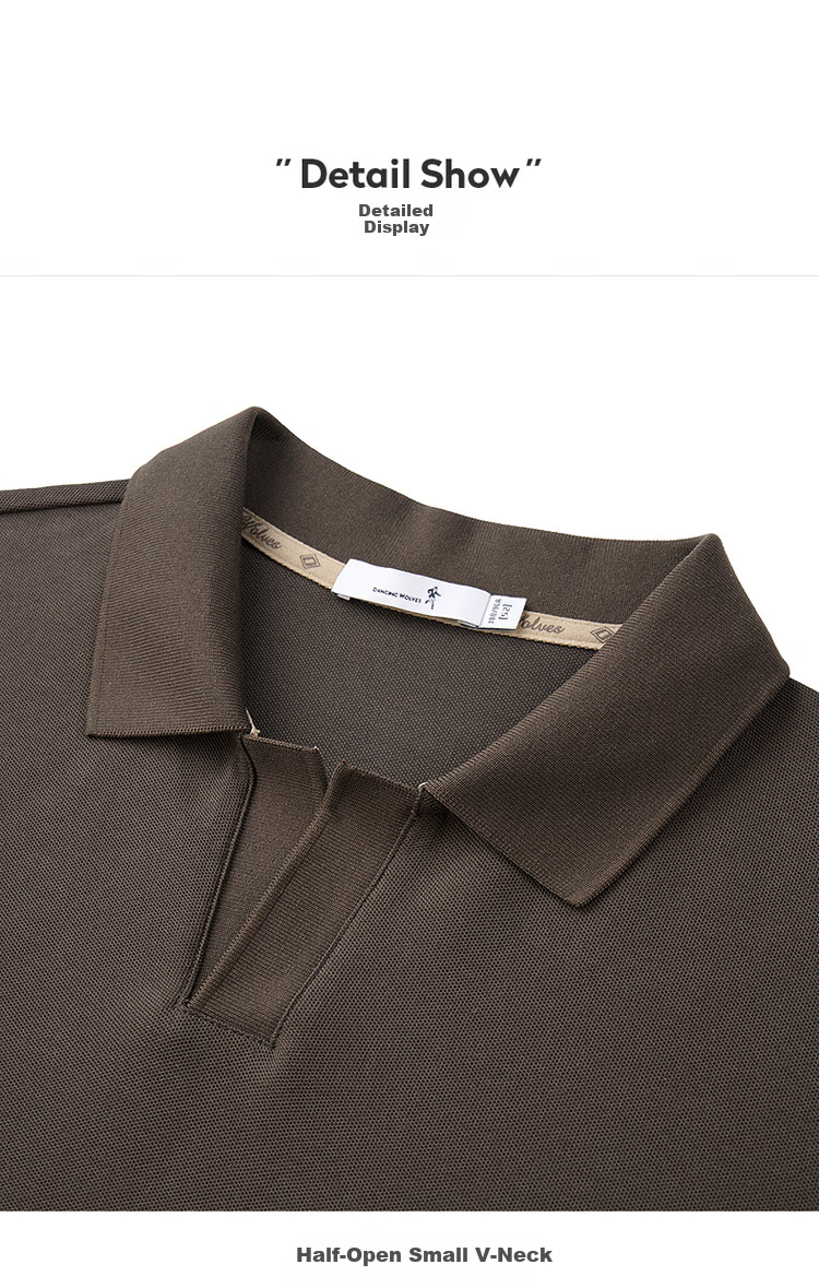 DANCING WOLVES [7A Antibacterial 2A Anti-Mite] Fashionable V-Neck Cool Breathable Men's Short-Sleeve POLO 306 Brown XL(180) 12