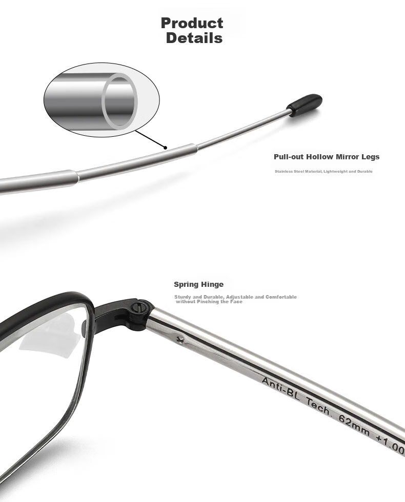 Funsonca Anti-Blue Light Foldable Swiss Imported Material Reading Glasses, Lightweight Matchbox Portable 6126 Red 300 Degree 5