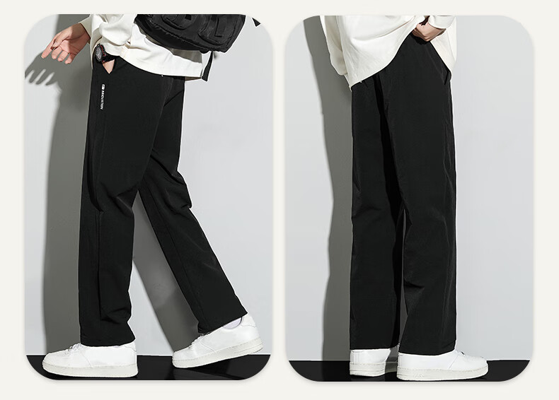 Warrior Men's Pants, Autumn Loose Casual Trousers, Straight Wide-Leg Sports Sweatpants, Versatile Long Pants for Men, Black, 2XL 4