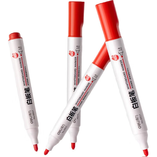Маркеры для доски Deli P06817, красные, 10 шт. в упаковке, с толстым наконечником, износостойкие, для офиса, совещаний, обучения, 1.8 мм