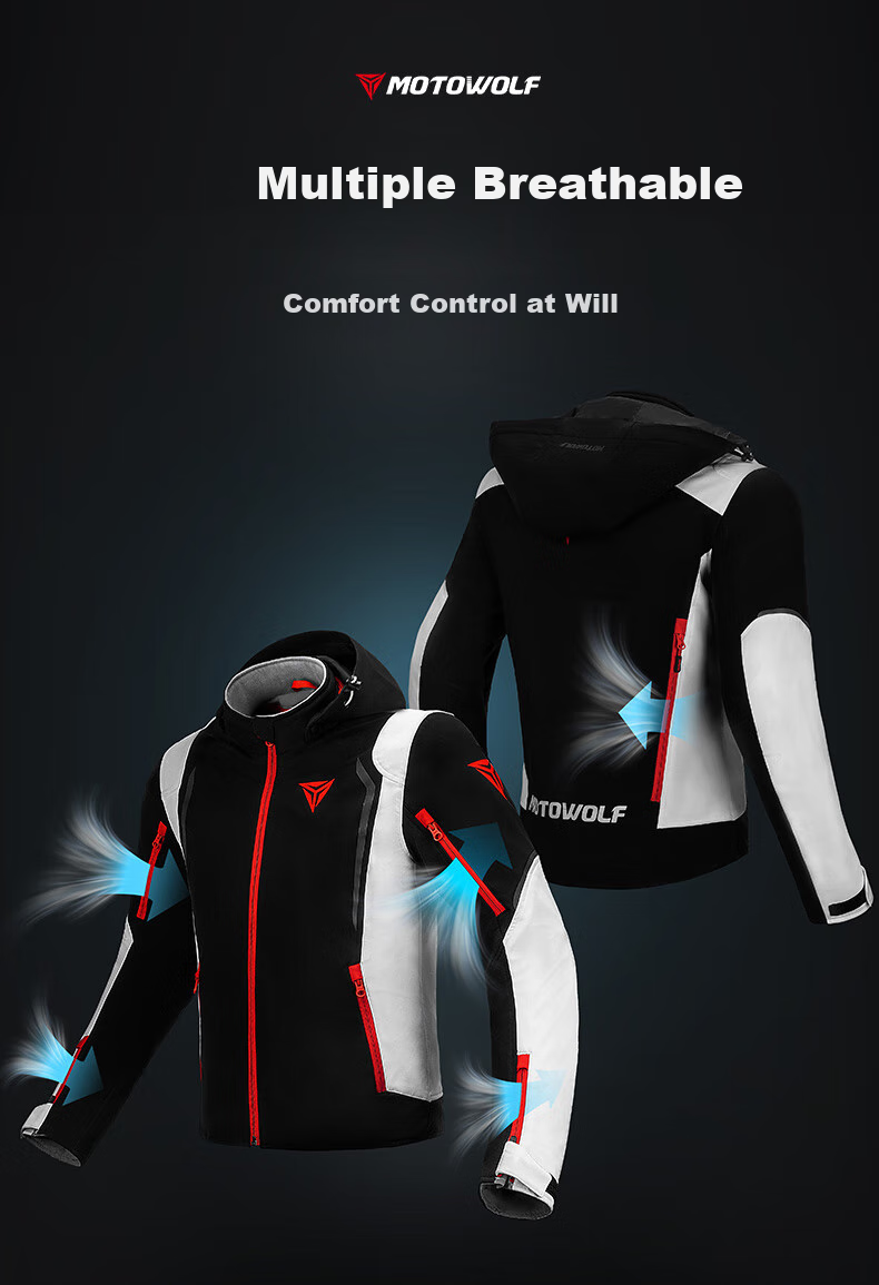 MOTOWOLF Motorcycle All-Season Riding Jacket, Windbreaker for Men And Women, Casual Windproof And Crash-Resistant Motorcycle Gear 7