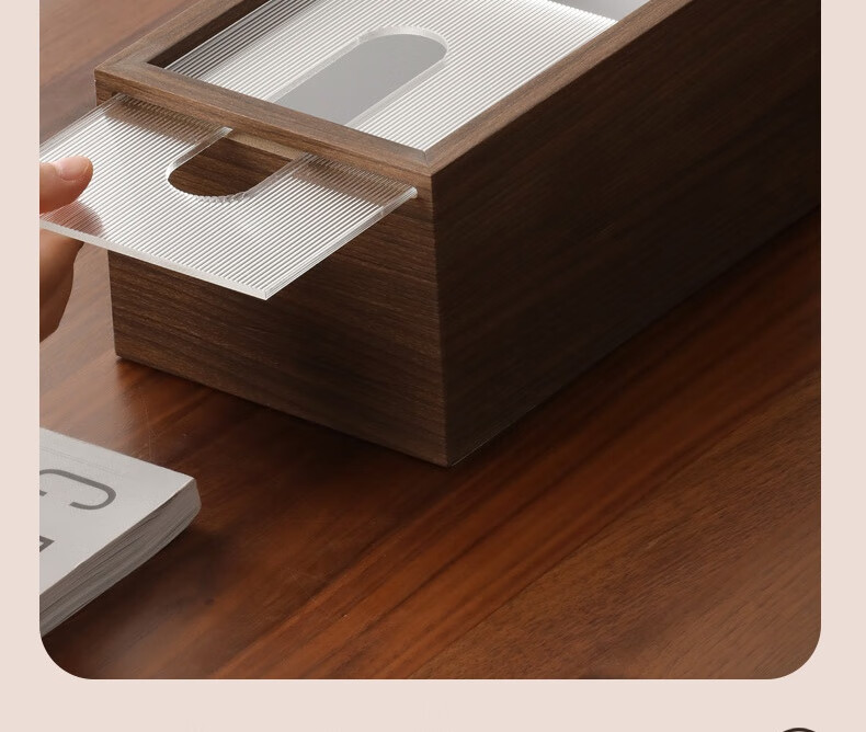 Bingyou Wooden Tissue Box, Paper Towel Holder, Dual-Use for Living Room And Office, Large Capacity Storage Organizer 12