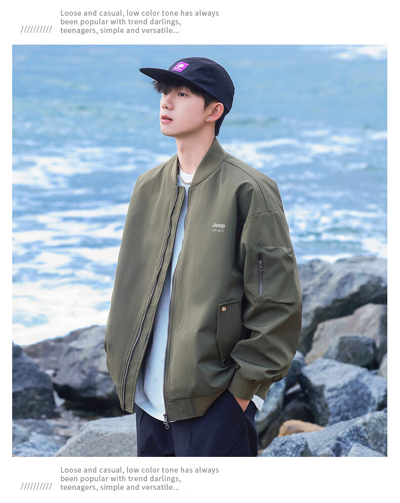 JEEP SPIRIT Men's Spring Autumn Jacket Outdoor Workwear Windproof Biker Coat M 14