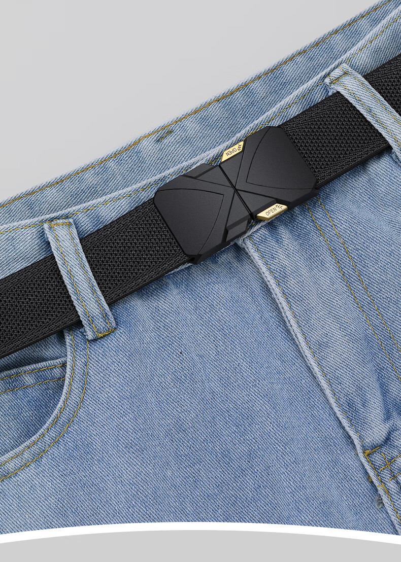 Aokang Men's Canvas Elastic Belt with Buckle, for Chubby People, Students, Outdoor Casual Sports, Security Check, Military Training, No Loose Ends 9