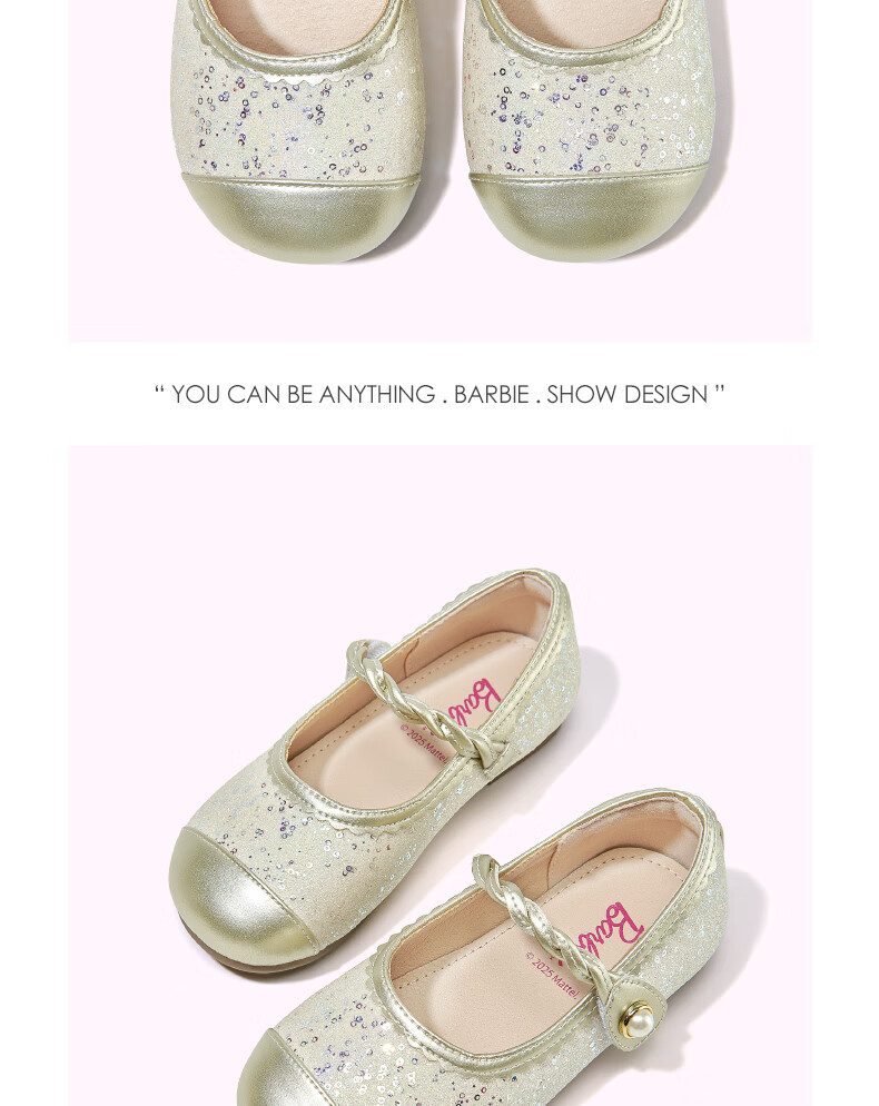 Barbie Girls' Spring Leather Shoes, Baby Princess Shoes, New Soft-Soled Crystal Shoes DA6751, Silver, Size 32 7