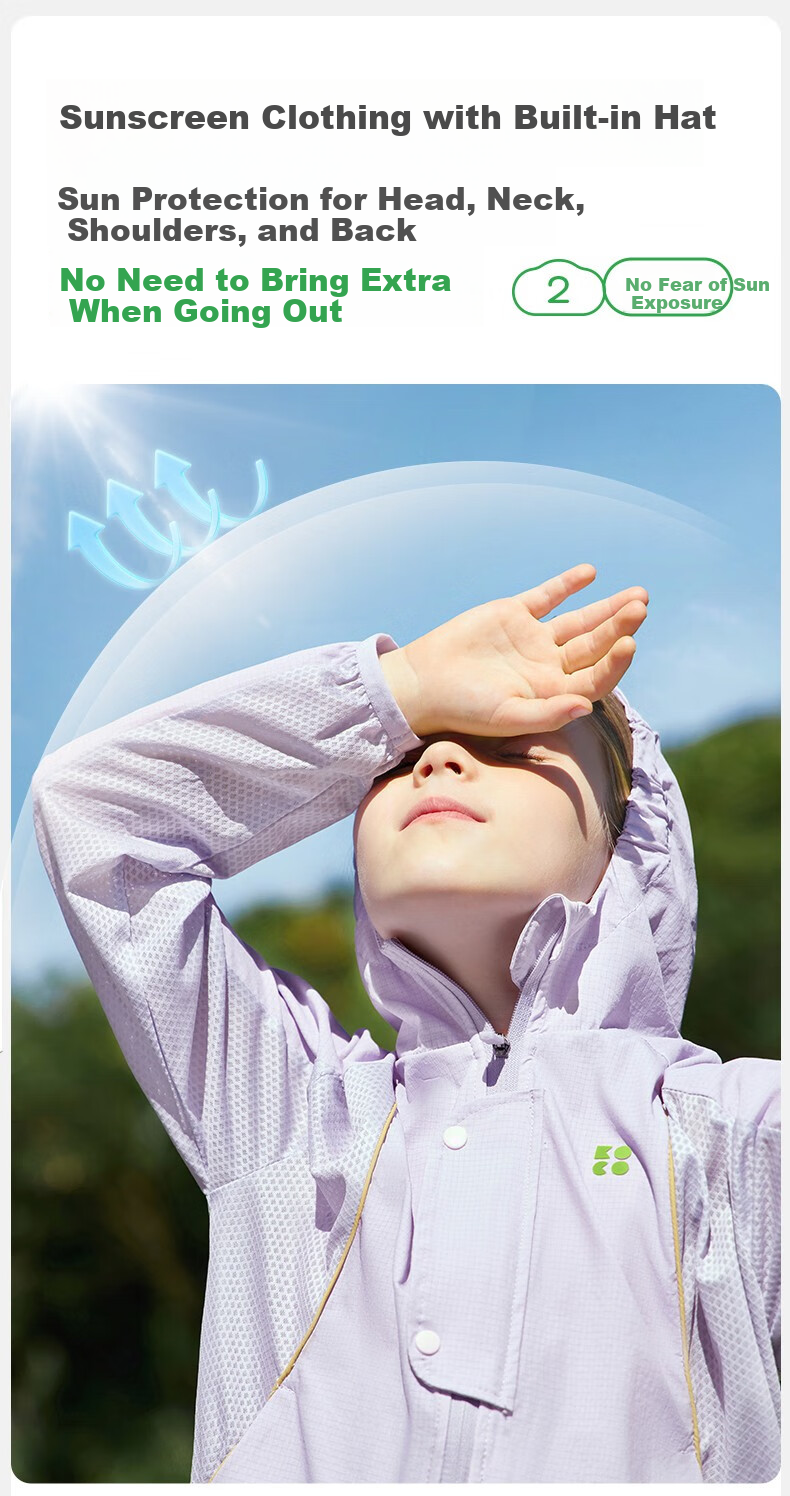 Kocotree Children's Sun Protection Clothing, Original Yarn UV-Resistant, Boys And Girls Ice Silk Cool-Feeling Jacket, Baby Summer Snow Mountain Blue 12