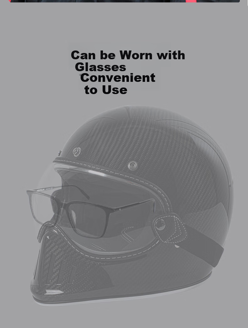 MYARMOR Carbon Fiber Full-Face Anti-Fog Goggles, Personalized Motorcycle Helmet, Lightweight Vintage All-Season Universal Motorcycle Helmet for Men And Women, Glossy Black XL (58-60) 12