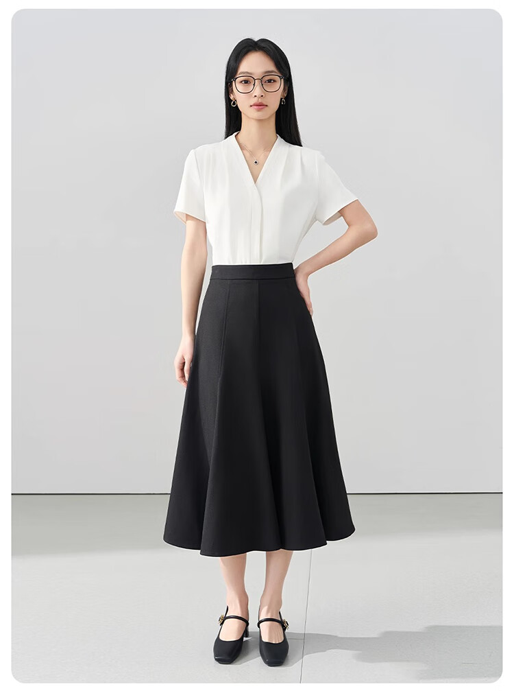 Bodexiaojie Black Suit Skirt for Women, Interview Commute Fishtail Skirt Formal A-Line Midi Skirt, Petite Bodycon Skirt 11