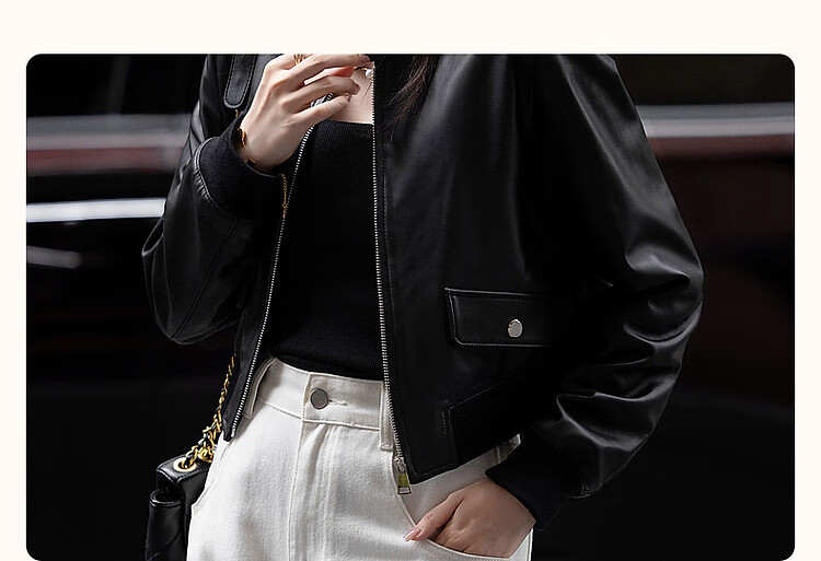 Demana Minimalist Unisex Winter Motorcycle Style Sheepskin Stand Collar Comfortable Slimming Fashionable Short Jacket for Women 4