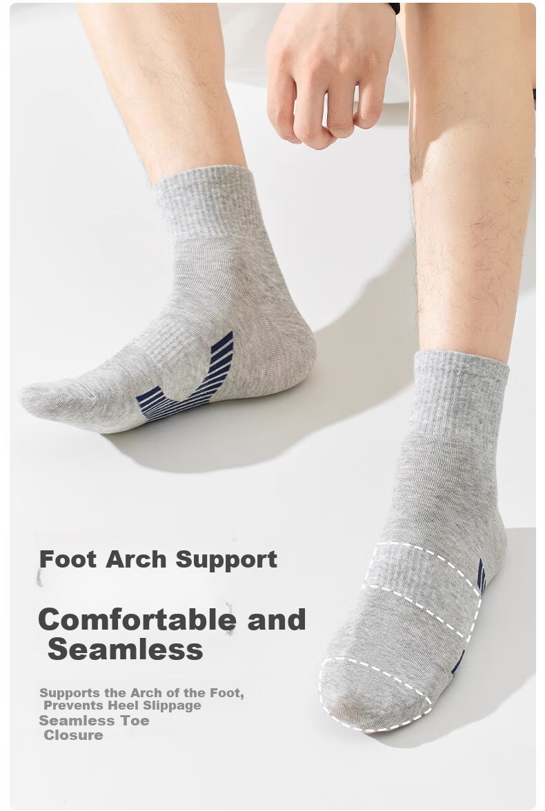 Mianmanman Men's Short Socks, Spring And Summer Xinjiang Cotton 10A Antibacterial Deodorant Breathable Sports Low-Cut Socks, 10 Pairs, Tt 8