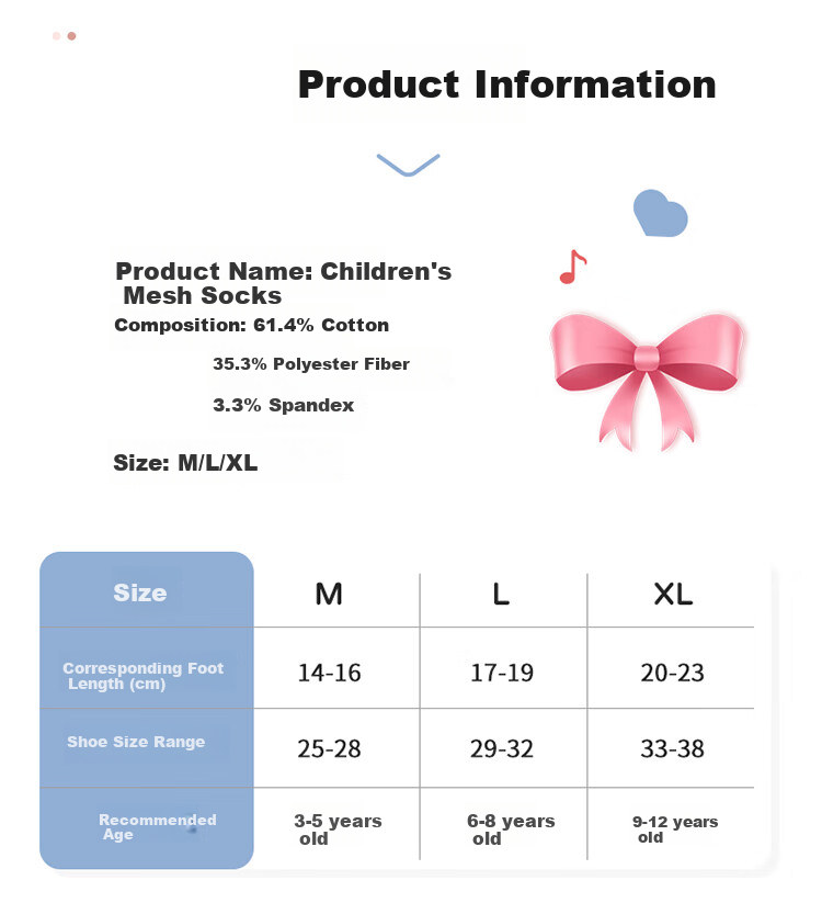 MiiOW Children's Socks, Summer Thin Style, Student White Socks, Medium to Large Kids Mesh Breathable Mid-Calf Socks, Cotton Socks for Boys And Girls, White XL 3