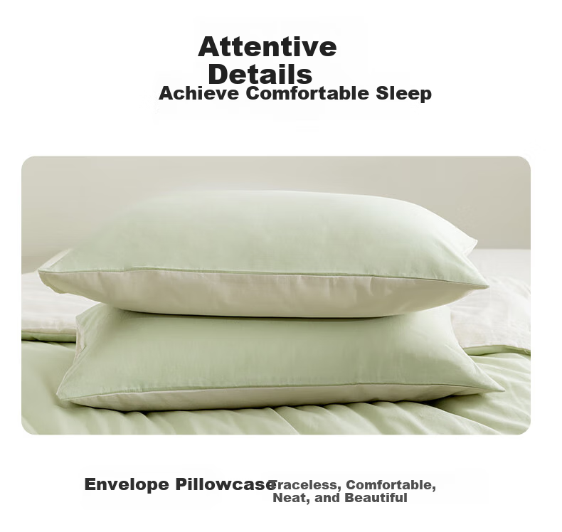 Hengyuanxiang Pure Cotton Three-Piece Set, Class A Antibacterial, 100% Pure Cotton Bed Sheet, Duvet Cover, Pillowcases, Bedding Set, Apple Green (Duvet Cover 150*200cm) 7