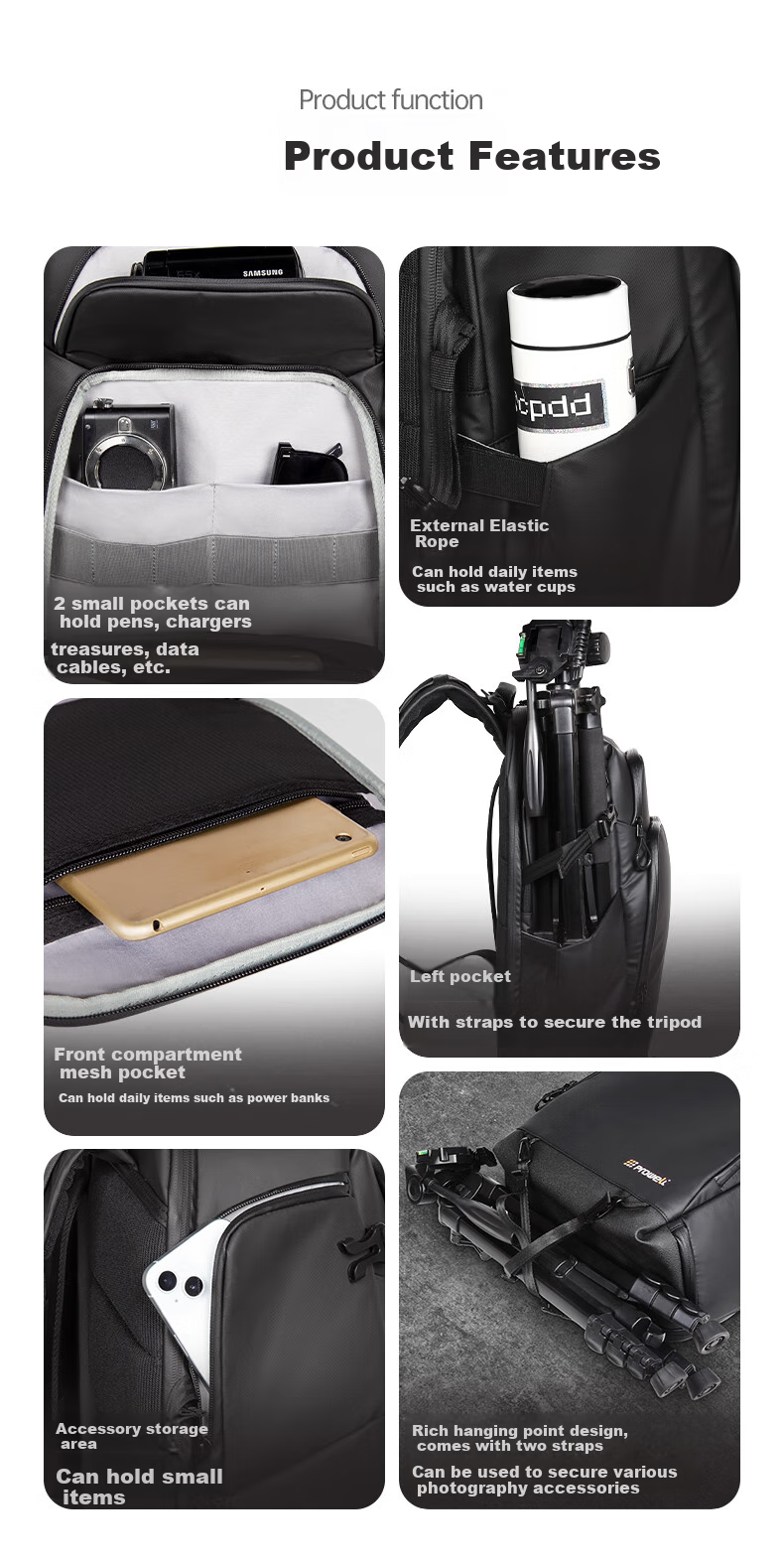Pulewei Camera Backpack, Photography Rucksack, Mirrorless Camera Bag, Canon Sony Large Capacity Backpack, Outdoor Photography Camera Bag, Multifunctional Lens Digital Storage Bag 2