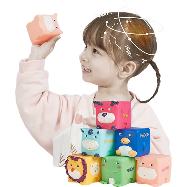 Babycare Мягкие строительные блоки для малышей, развивающие игрушки для детей от 0 до 1 года, мягкие кубики "Лесная сказка", 6 шт.