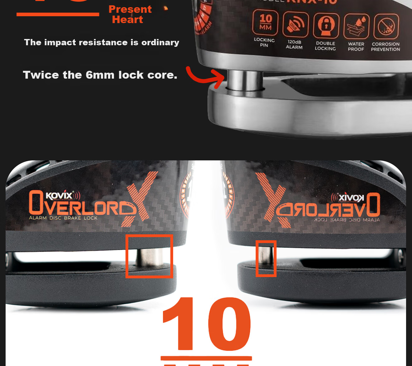 KOVIX KNX10 Motorcycle Disc Brake Lock, Alarm Lock, Mountain Bike Anti-Theft Lock, Electric Bike Lock, Waterproof Brake Disc, Scooter Lock 7