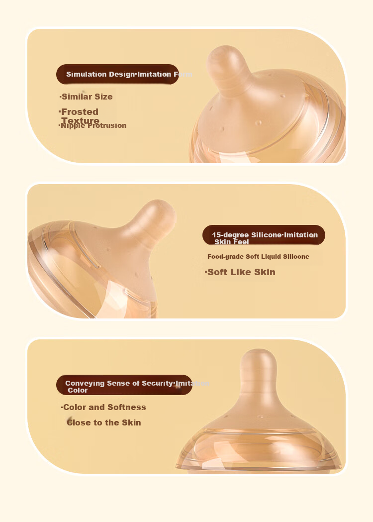 Goole Kids Newborn Anti-Colic Glass Bottle for 0-1 Months, Wide Neck Nipple for Breast Milk-Like Feeding 4
