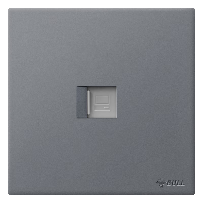 BULL G60 Series Single Port Cat6 Computer Socket 86 Type Flush Mount Ultra-Thin Panel G60T102 Phantom Gray