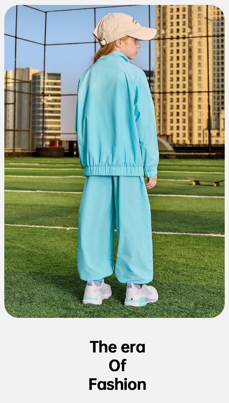 ASK JUNIOR Sports Style Children's Set Autumn Boys And Girls Mesh Breathable Jacket with Elastic Ankle Pants Two-Piece Pink 120 9