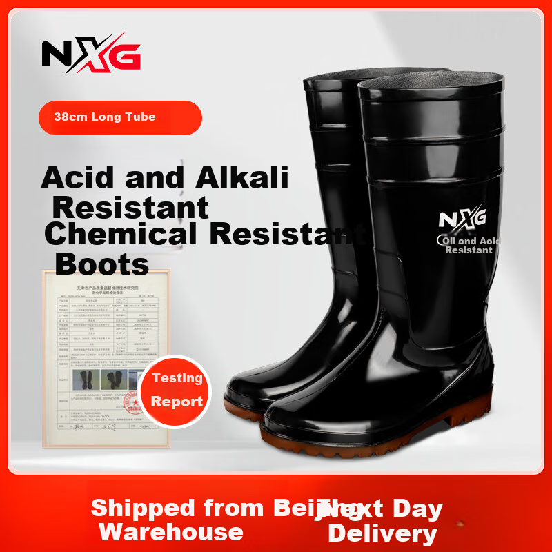 NXG High-Top Chemical Protective Boots, Rain Boots, Oil And Acid Resistant, Waterproof, Non-Slip, Flood Prevention Water Shoes [1 Pair] G62-39 Size