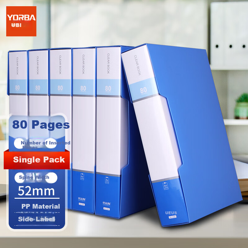 Youbili A4/80-Page Document Folder File Organizer for Students' Exam Papers, Prenatal Check-Ups, Sheet Music, And Other Documents, 1 Pack, Blue 1308