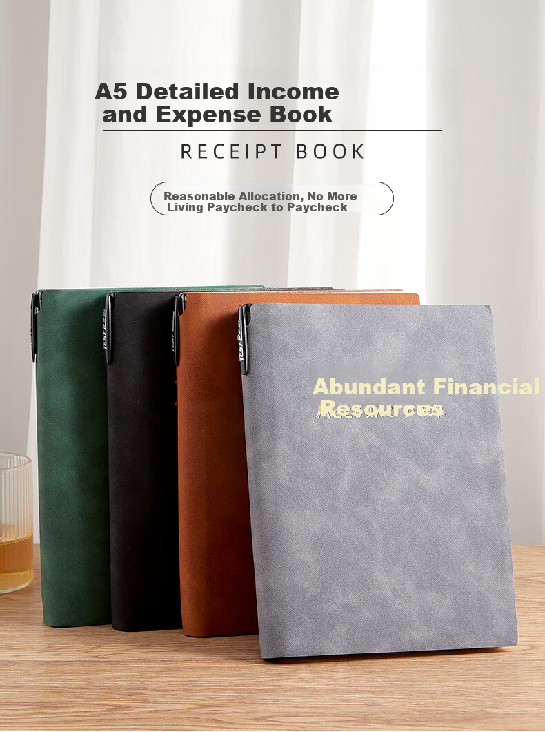 Jinyi 2026 New Daily Journal Notebook, Thick Cash Account Book with Detailed Records, Income And Expense Report, Business Revenue Ledger, A5 Accounting Book - Red (180 Pages) 1