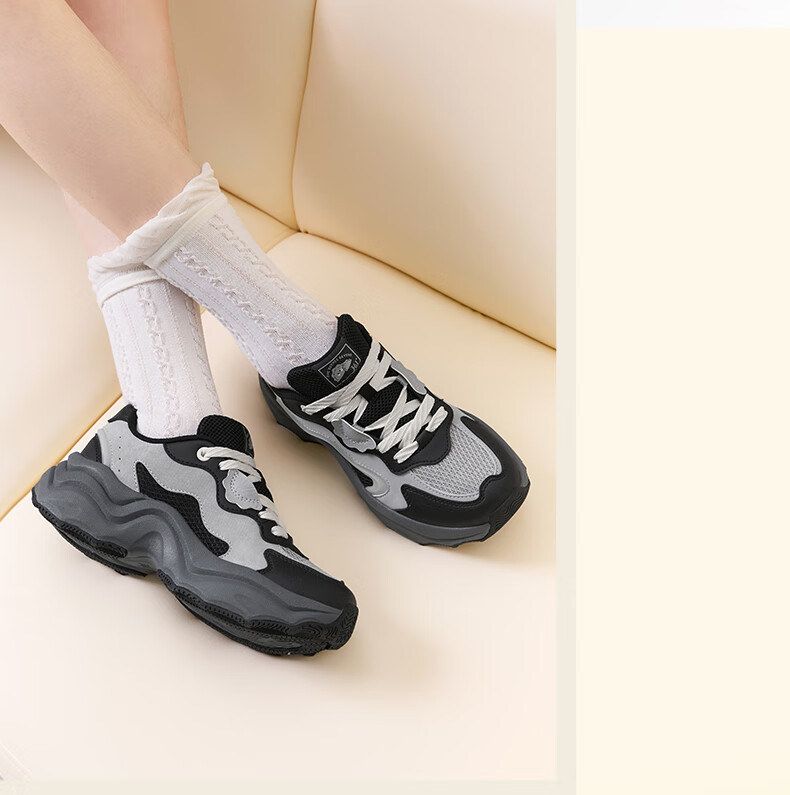 361° Women's Sports Shoes, Dumpling Shoes, Autumn Mesh Breathable Retro Thick-Soled Heightening Casual Dad Shoes, 682536773-1 22