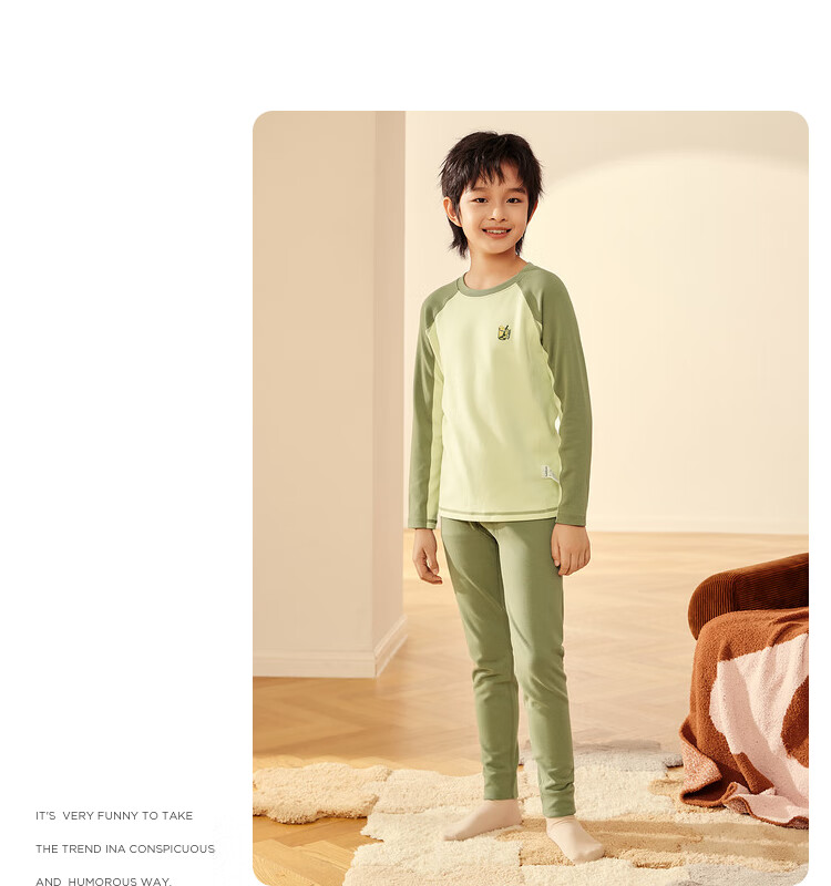 Balabala Thermal Underwear Set Thickened Autumn Winter Comfortable Girls Autumn Clothes and Pants Warm Ginger Heating Pajamas 208424169008 6