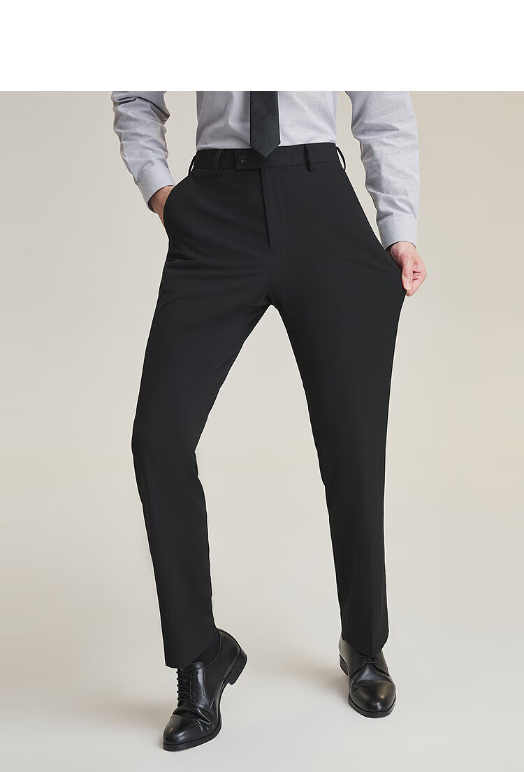 YOUNGOR Cashmere Warmth 2025 New Men's Straight Fit Stretch Casual Trousers Dark Gray 34 175/84A 3