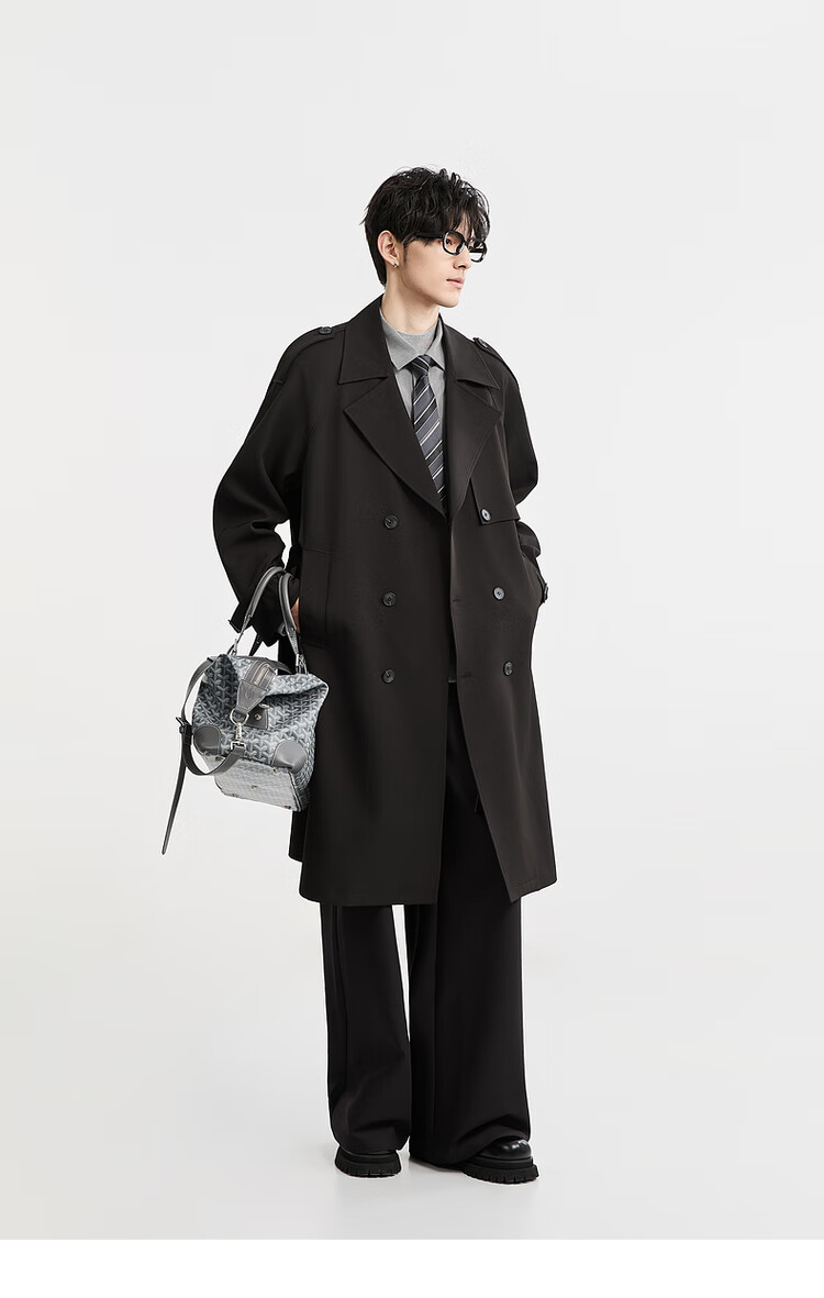 Earl Zuoer 2025 Autumn New Over-the-Knee Long Trench Coat Men's Business Casual Loose High-End Wrinkle-Resistant Non-Iron Overcoat 18